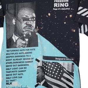 Rage of a Rebellion Martin Luther King Jr Collage Bleached Shirt Men Sz S